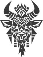 silhouette tribal animal head only using Aztecs style black color only vector