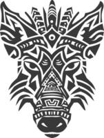 silhouette tribal animal head only using Aztecs style black color only vector
