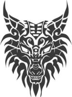 silhouette tribal animal head only using Aztecs style black color only vector