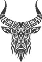 silhouette tribal animal head only using Aztecs style black color only vector