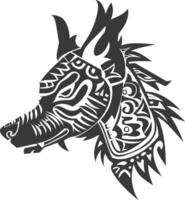 silhouette tribal animal head only using Aztecs style black color only vector
