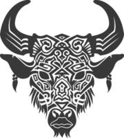 silhouette tribal animal head only using Aztecs style black color only vector