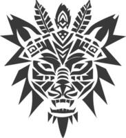 silhouette tribal animal head only using Aztecs style black color only vector
