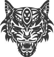 silhouette tribal animal head only using Aztecs style black color only vector