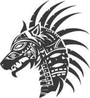 silhouette tribal animal head only using Aztecs style black color only vector