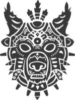 silhouette tribal animal head only using Aztecs style black color only vector