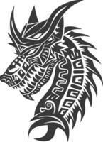 silhouette tribal animal head only using Aztecs style black color only vector
