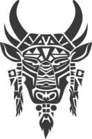 silhouette tribal animal head only using Aztecs style black color only vector