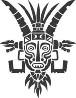 silhouette tribal animal head only using Aztecs style black color only vector