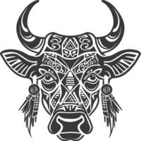 silhouette tribal animal head only using Aztecs style black color only vector