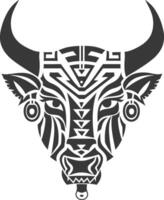 silhouette tribal animal head only using Aztecs style black color only vector
