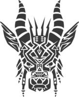 silhouette tribal animal head only using Aztecs style black color only vector