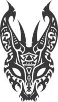 silhouette tribal animal head only using Aztecs style black color only vector