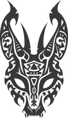 silhouette tribal animal head only using Aztecs style black color only