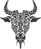 silhouette tribal animal head only using Aztecs style black color only vector