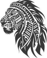silhouette tribal animal head only using Aztecs style black color only vector