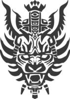 silhouette tribal animal head only using Aztecs style black color only vector