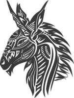 silhouette tribal animal head only using Aztecs style black color only vector