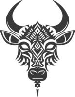 silhouette tribal animal head only using Aztecs style black color only vector