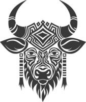 silhouette tribal animal head only using Aztecs style black color only vector