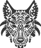 silhouette tribal animal head only using Aztecs style black color only vector
