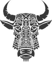 silhouette tribal animal head only using Aztecs style black color only vector
