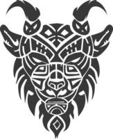 silhouette tribal animal head only using Aztecs style black color only vector
