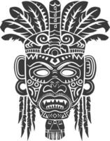 silhouette tribal animal head only using Aztecs style black color only vector