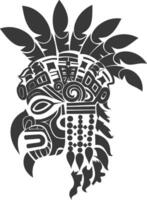 silhouette tribal animal head only using Aztecs style black color only vector