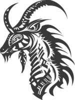 silhouette tribal animal head only using Aztecs style black color only vector
