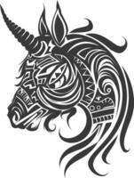 silhouette tribal animal head only using Aztecs style black color only vector