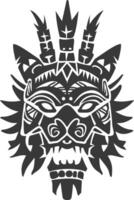 silhouette tribal animal head only using Aztecs style black color only vector