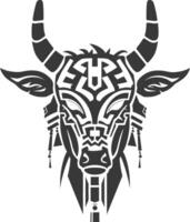 silhouette tribal animal head only using Aztecs style black color only vector