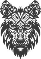 silhouette tribal animal head only using Aztecs style black color only vector