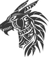 silhouette tribal animal head only using Aztecs style black color only vector