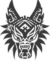 silhouette tribal animal head only using Aztecs style black color only vector