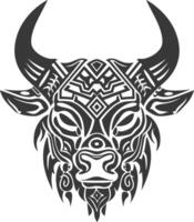 silhouette tribal animal head only using Aztecs style black color only vector
