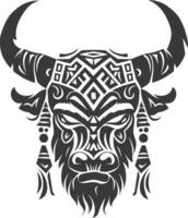 silhouette tribal animal head only using Aztecs style black color only vector