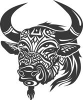 silhouette tribal animal head only using Aztecs style black color only vector