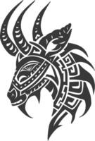 silhouette tribal animal head only using Aztecs style black color only vector