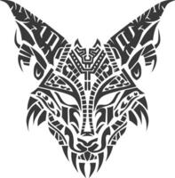 silhouette tribal animal head only using Aztecs style black color only vector