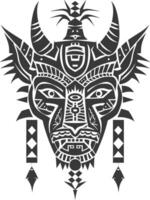 silhouette tribal animal head only using Aztecs style black color only vector