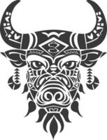 silhouette tribal animal head only using Aztecs style black color only vector