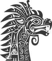 silhouette tribal animal head only using Aztecs style black color only vector