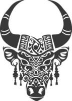 silhouette tribal animal head only using Aztecs style black color only vector