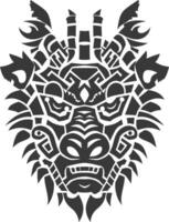silhouette tribal animal head only using Aztecs style black color only vector