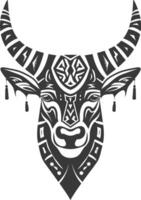 silhouette tribal animal head only using Aztecs style black color only vector