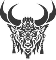 silhouette tribal animal head only using Aztecs style black color only vector
