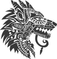 silhouette tribal animal head only using Aztecs style black color only vector