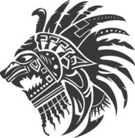 silhouette tribal animal head only using Aztecs style black color only vector
